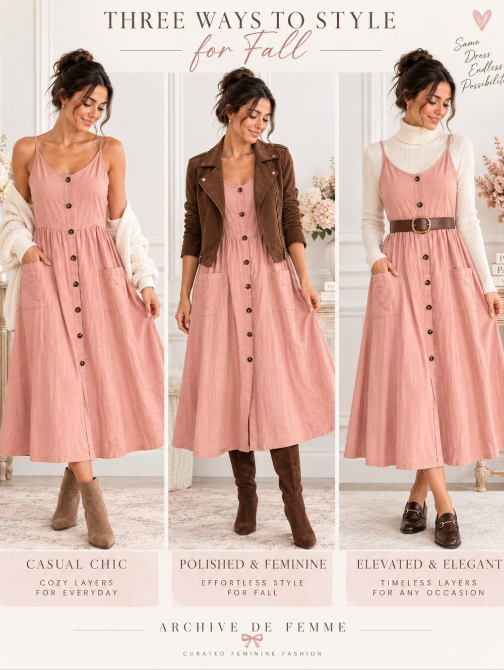 Dusty Rose Button Front Midi Dress With Pockets | Size  Large - Picture 2 of 9